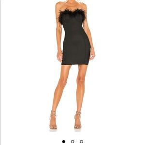 Revolve x Superdown Black mini dress with feathers